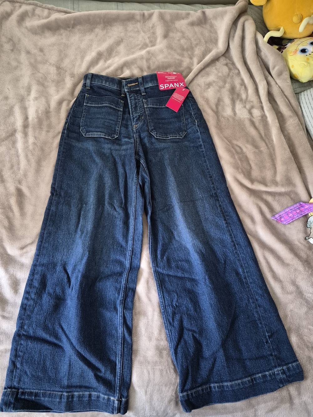 SPANX Dark Blue Wide Leg Flare Jeans